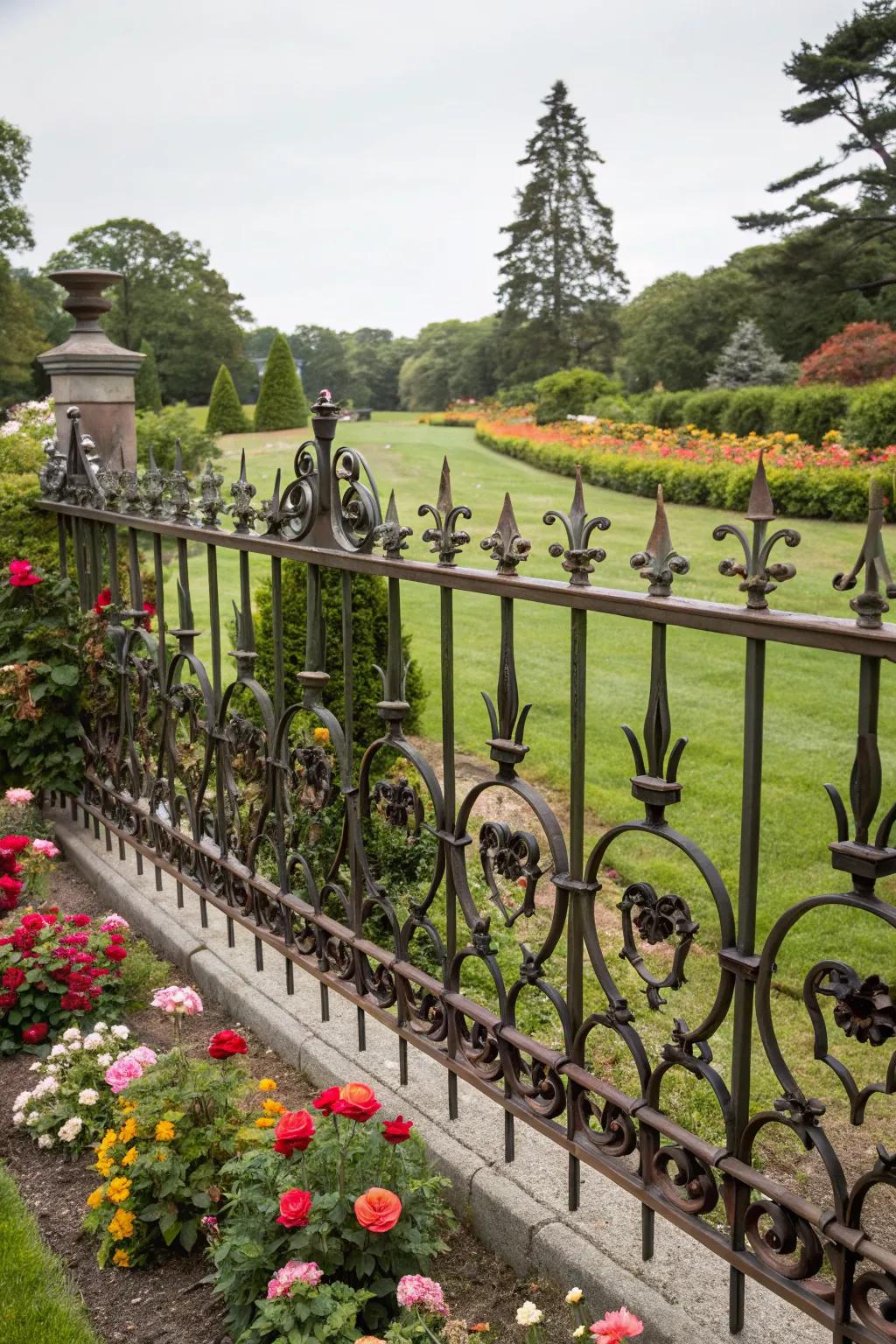 Decorative iron fences add timeless elegance to any space.