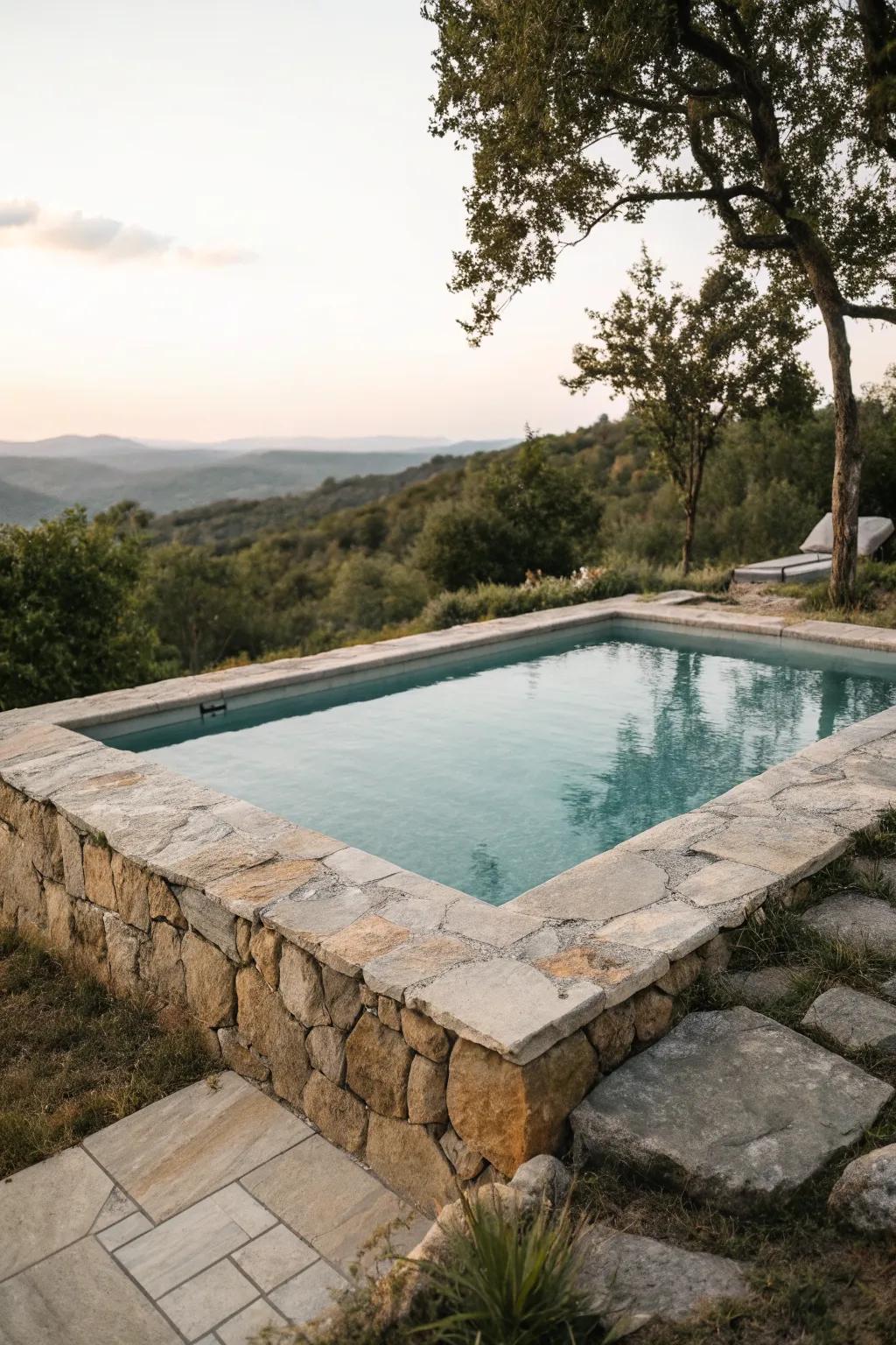 Capture rustic charm with natural stone around your pool.