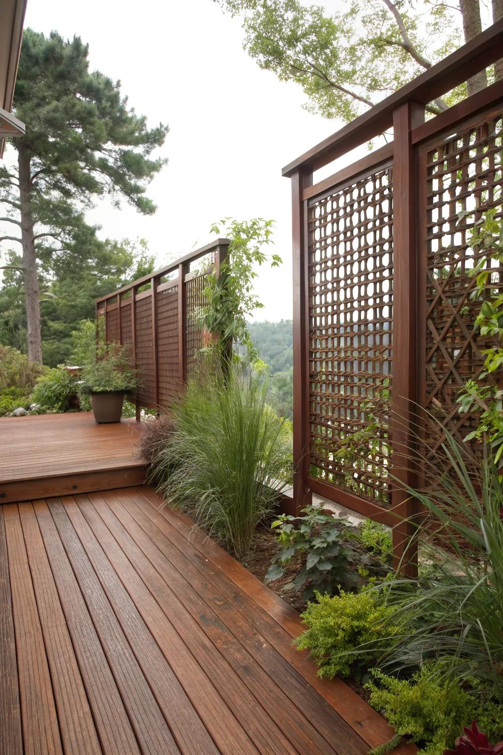 Privacy screens turn your deck into a peaceful retreat.
