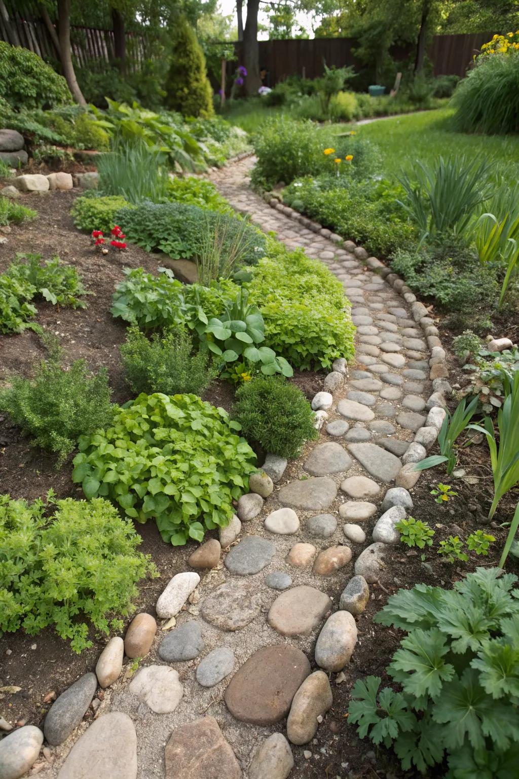A walkway lined with edible plants for delightful strolls.