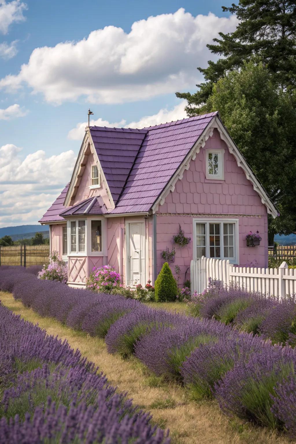 Romantic vibes with a lavender roof.