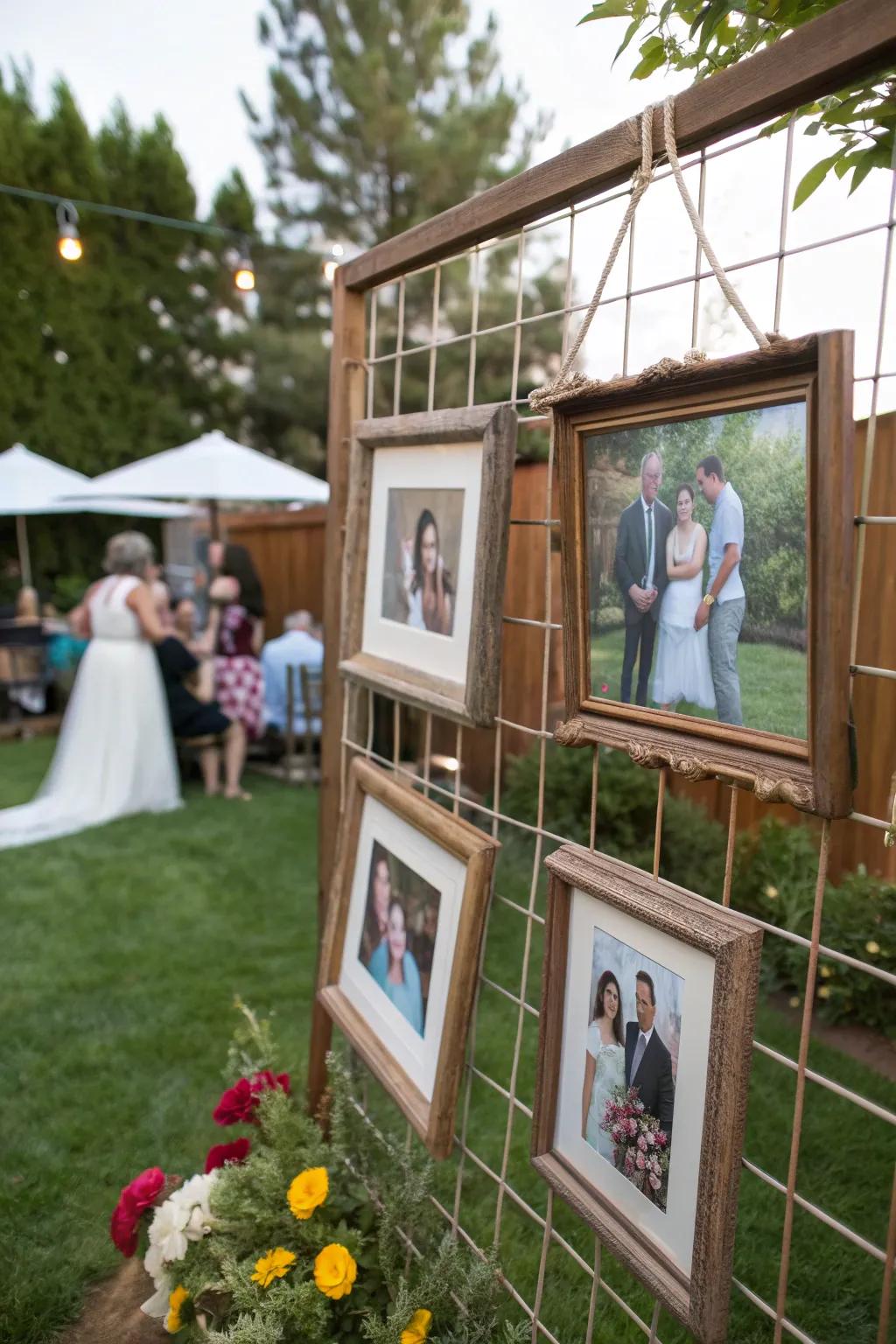 A heartfelt display of family photos for a personal touch.