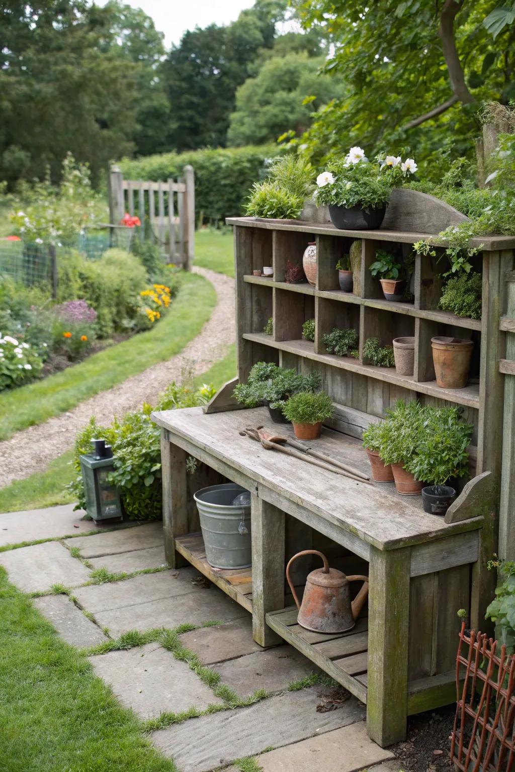 Combine style and practicality with a storage bench featuring cubbies.