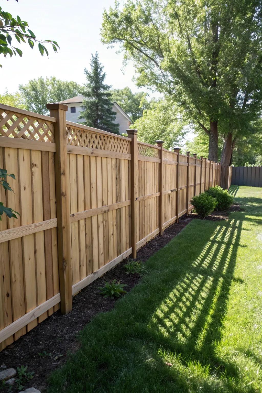 A shadow box cedar fence offering privacy with style.