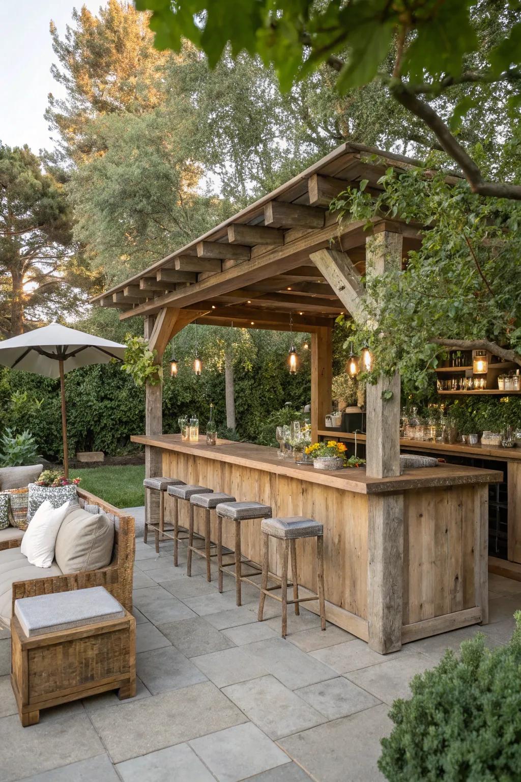 A classic farmhouse-style bar that exudes rustic charm.