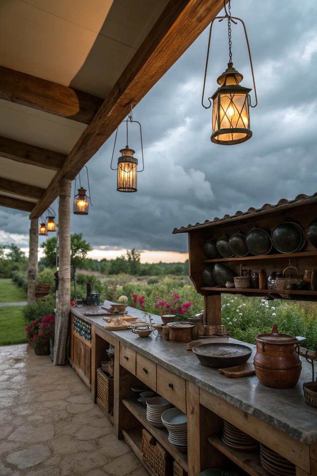 Vintage decor adds character and charm to the kitchen.
