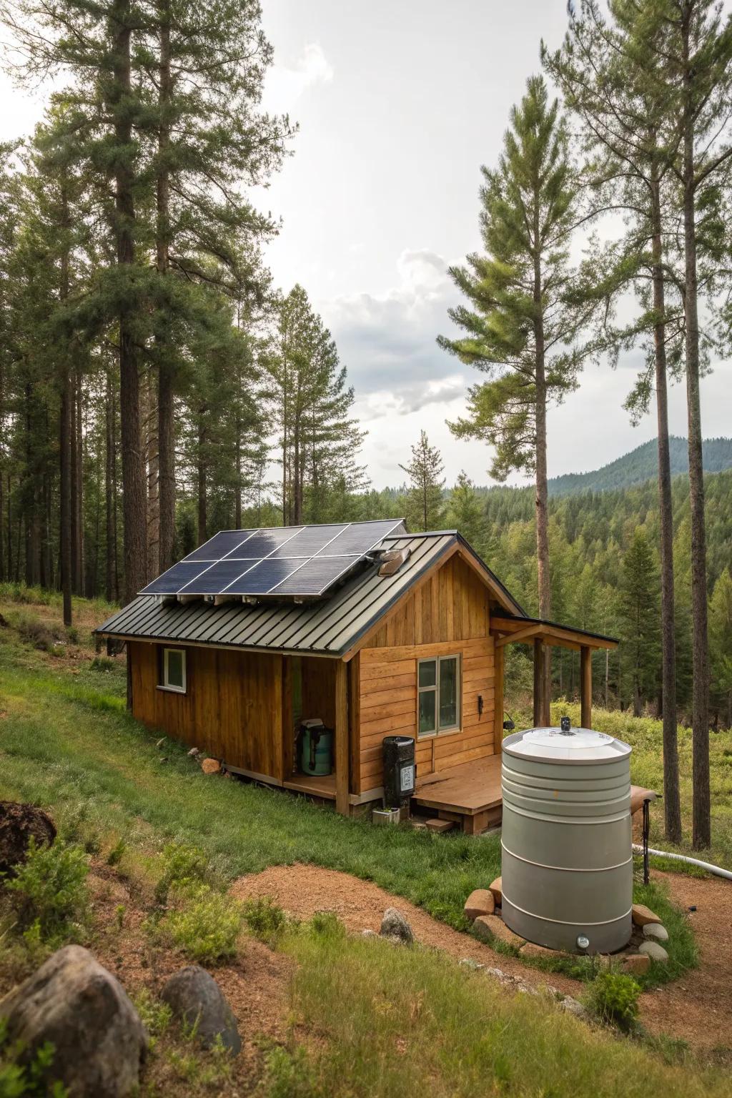 An off-grid shed cabin for sustainable living