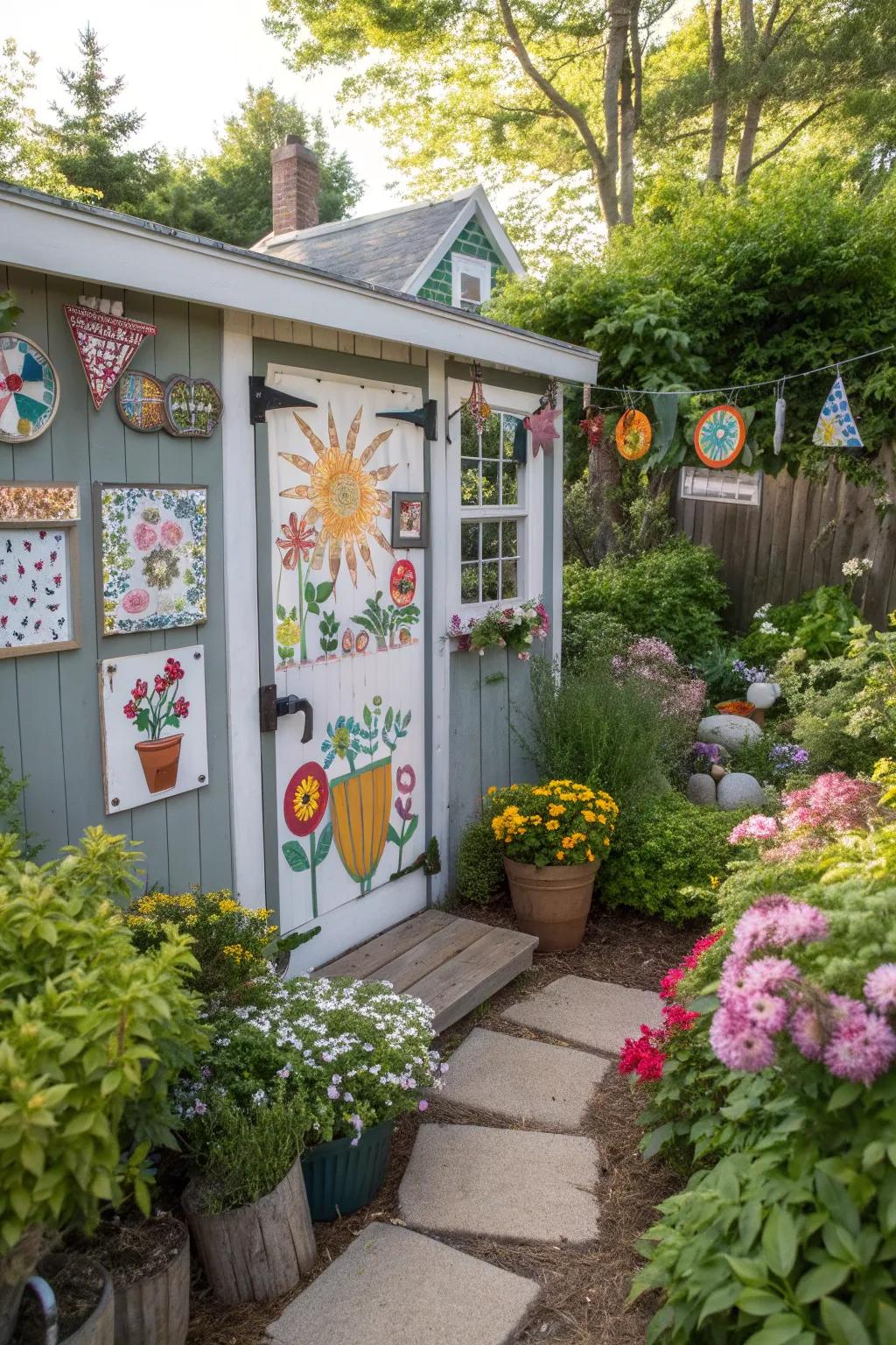 Personalized art that makes your shed entrance uniquely yours.