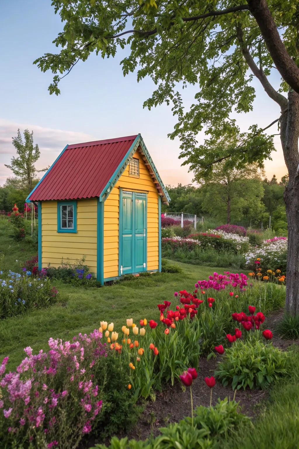 Colorful painted roof adds a splash of personality.