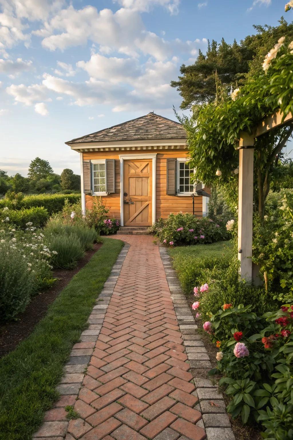 Brick paths offer timeless elegance and durability.