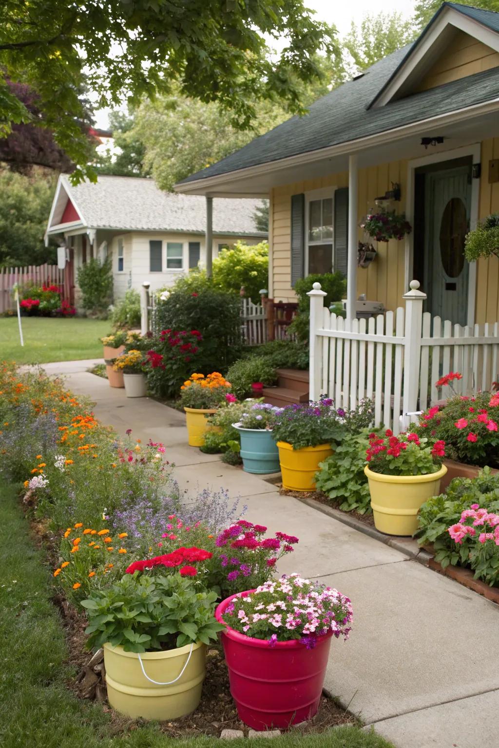 Vibrant container gardens that offer flexibility and seasonal variety.