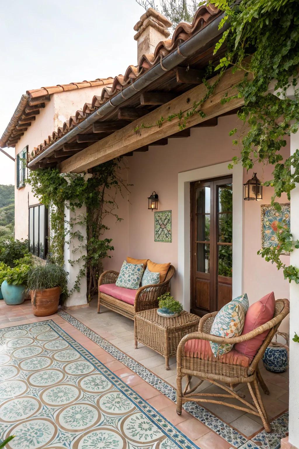 Clay tiles add Mediterranean charm to your porch.