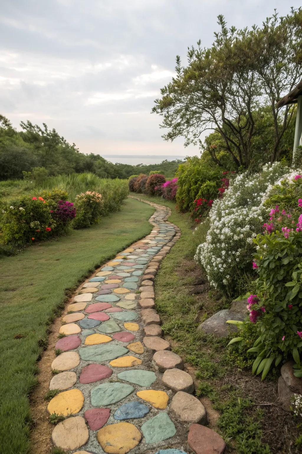 Bold colors add vibrancy and personality to walkways.