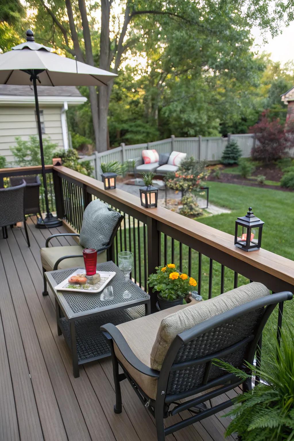 Drink rails provide convenience and functionality to your deck's design.