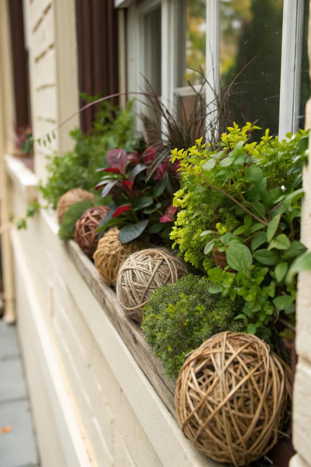 Natural fibers add texture and warmth to festive arrangements.
