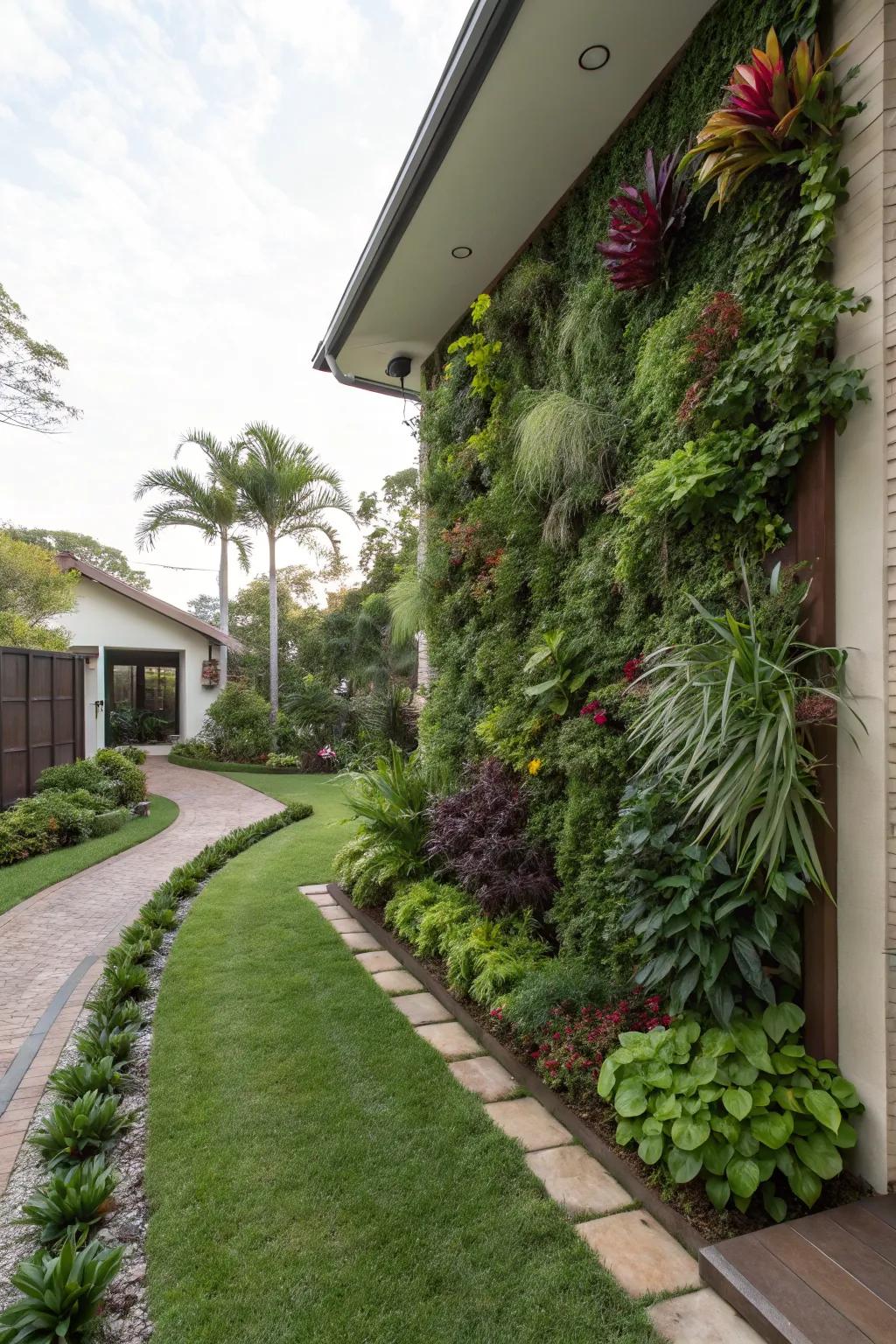 A vertical garden adding greenery and charm to the exterior.