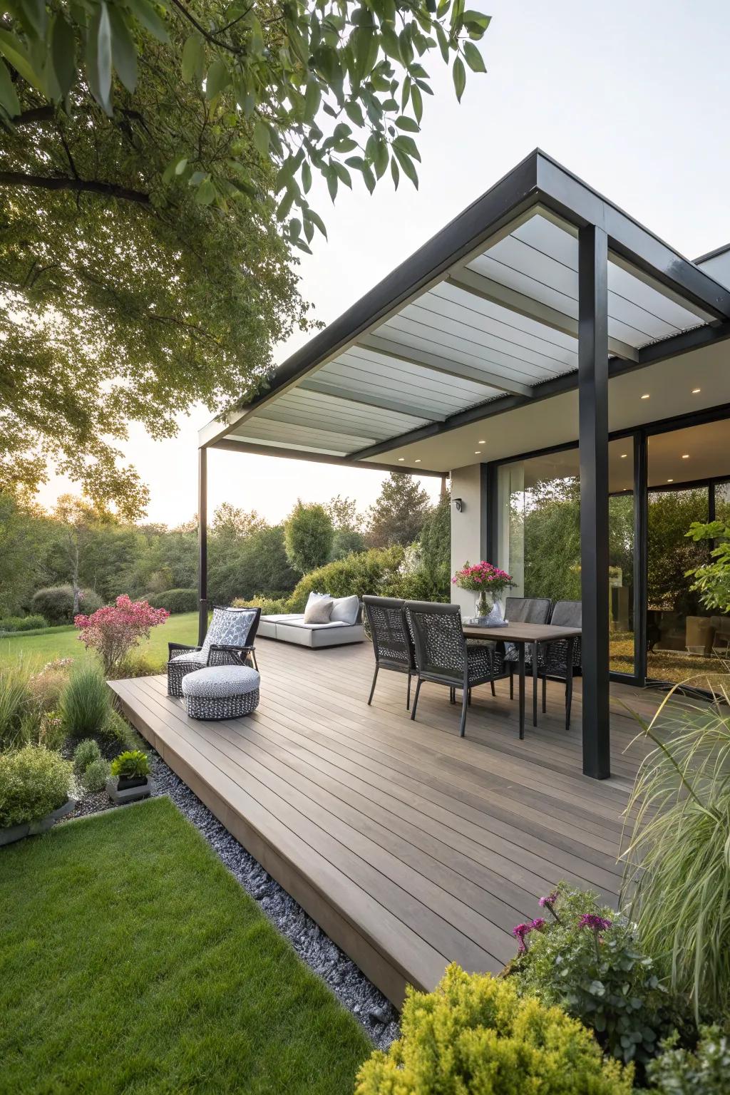 A flat canopy provides a modern and stylish shade solution.