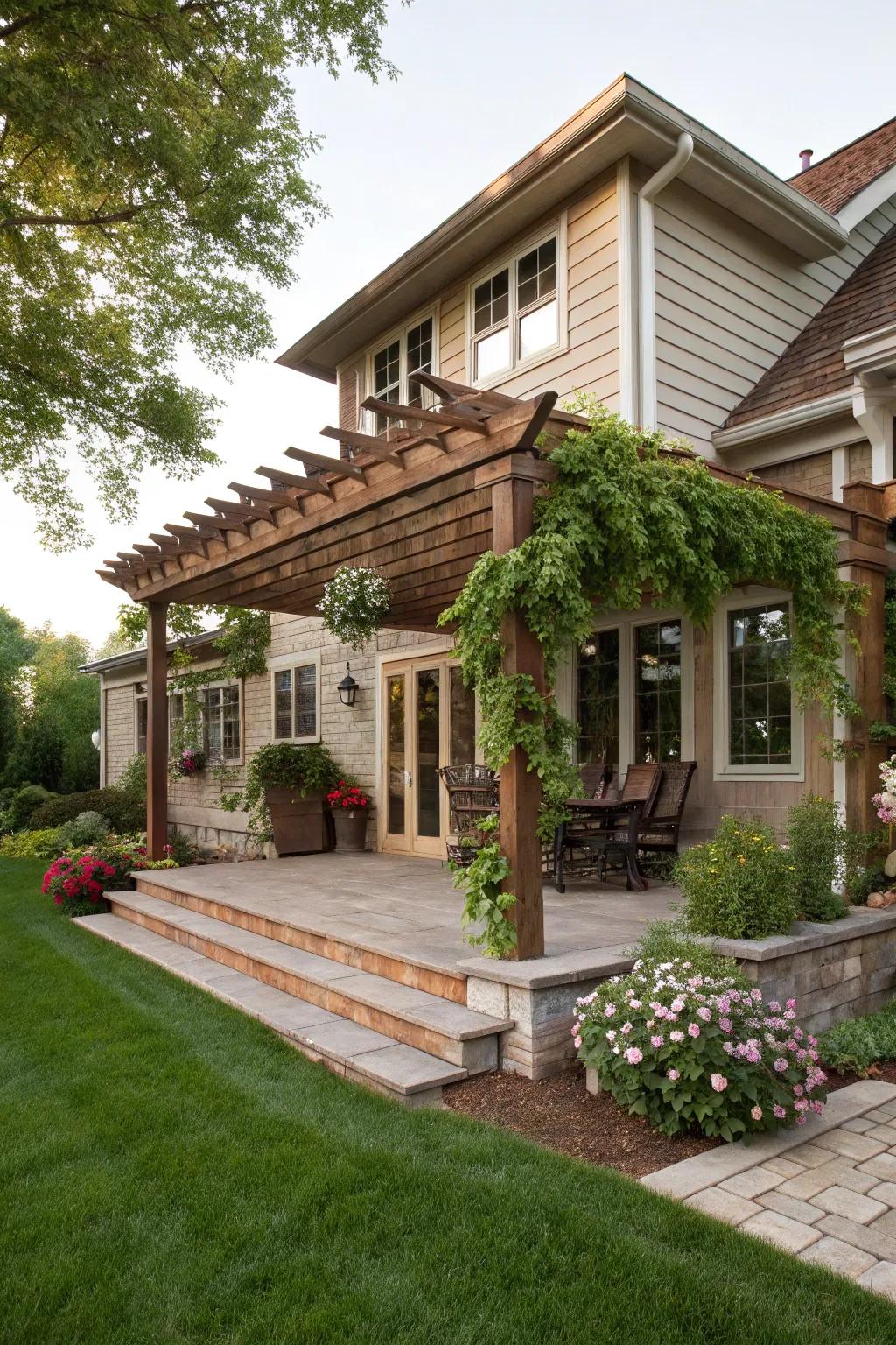 Stylish pergola providing shade and elegance