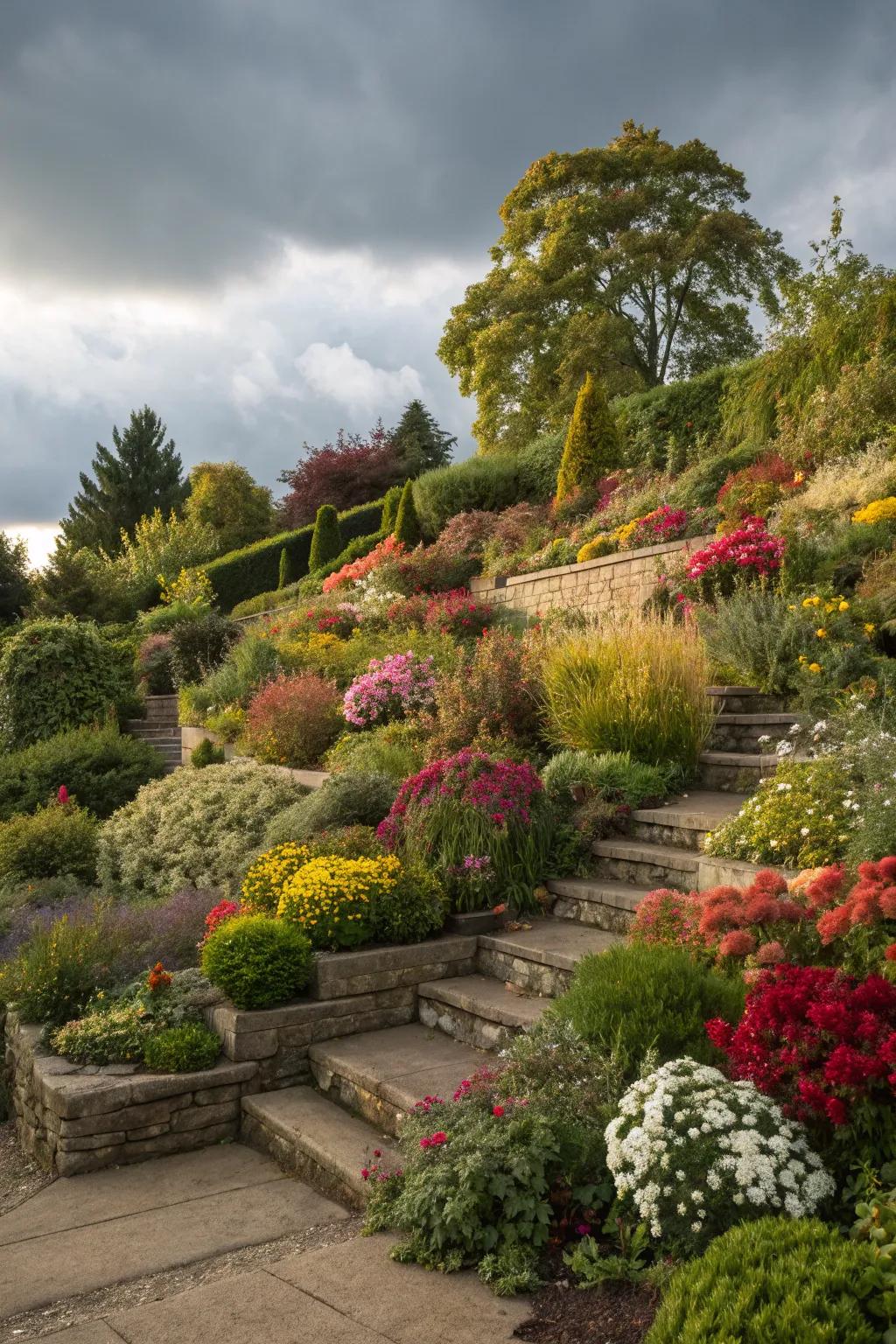 Seasonal planting ensures year-round garden beauty.