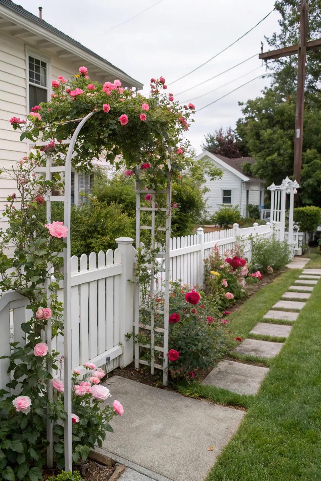 Trellises create vertical interest.