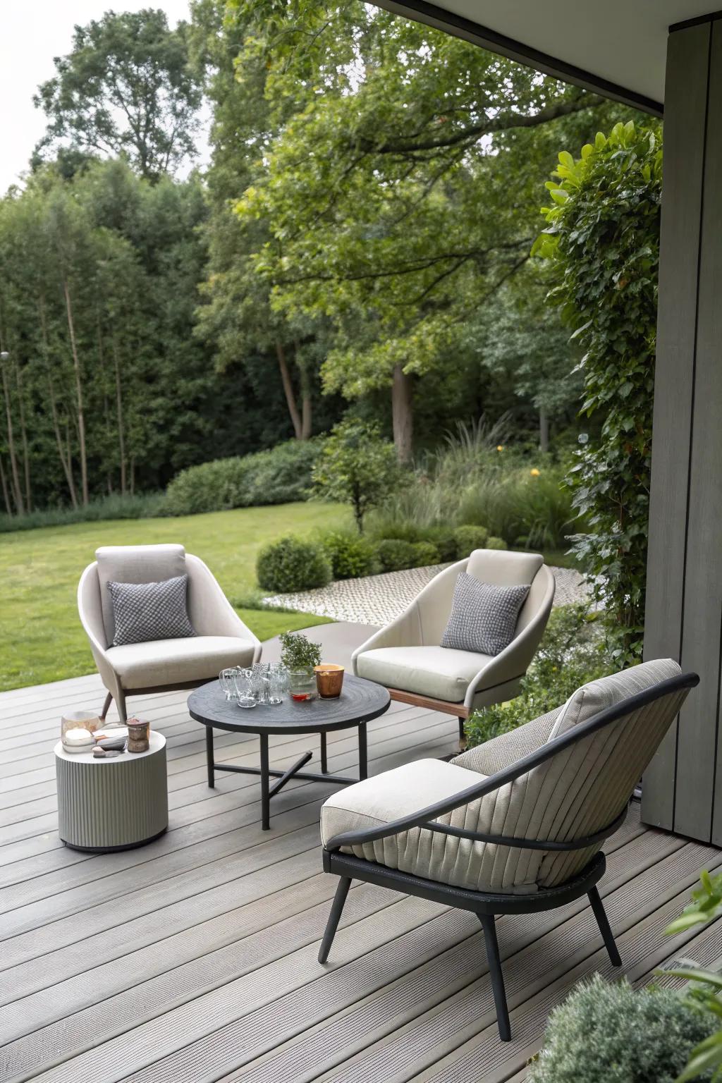 Minimalism brings tranquility and simplicity to your deck.