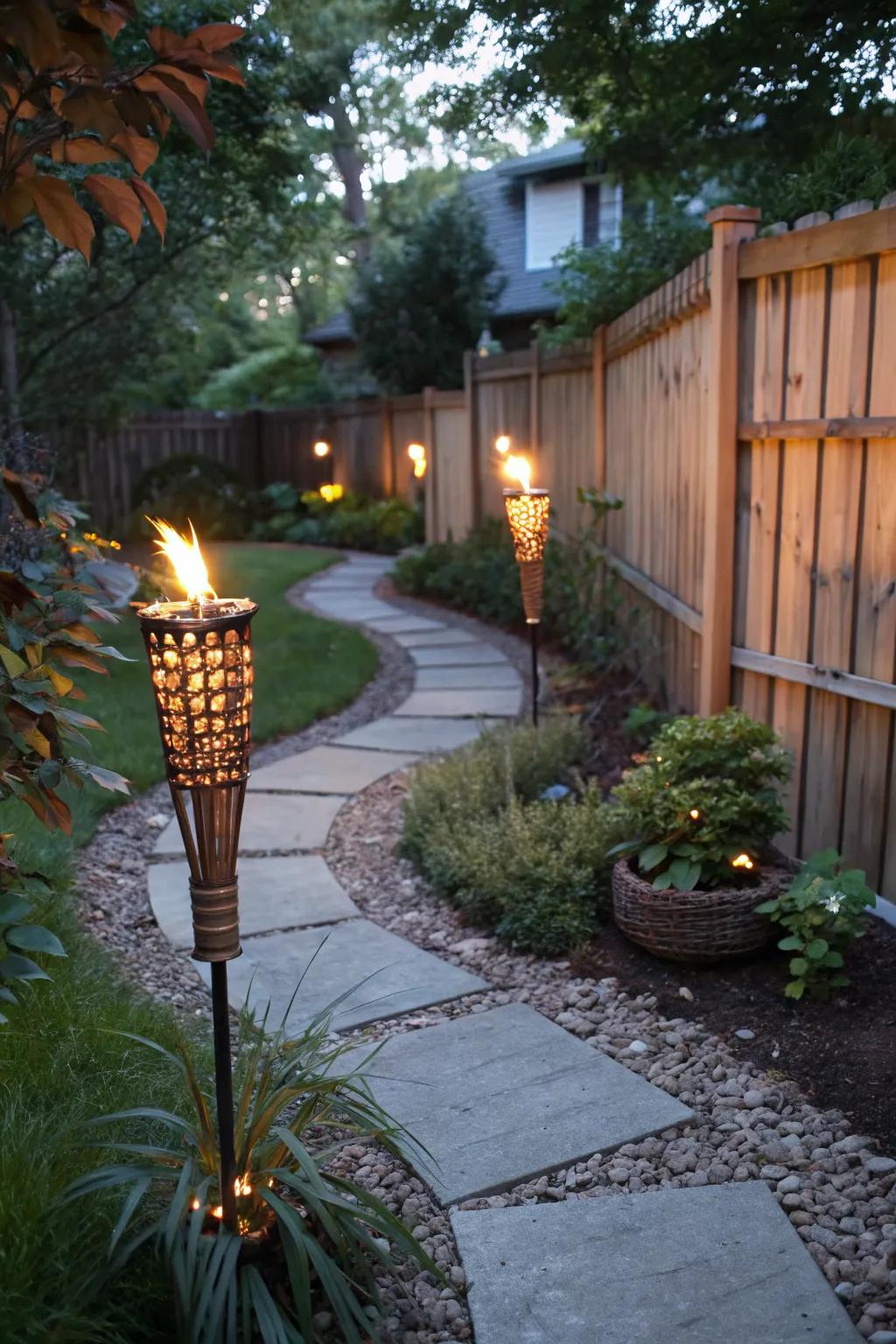 Create an exotic ambiance with tiki torches.