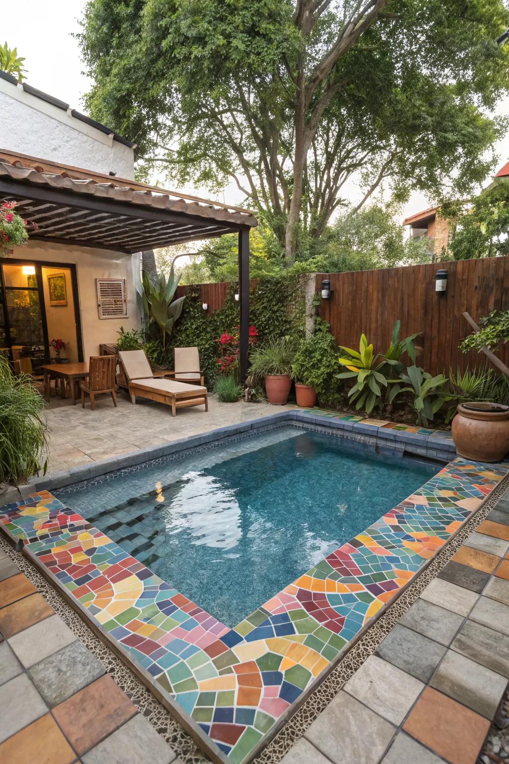 Colorful tiles bring personality and vibrant charm to a pool setting.
