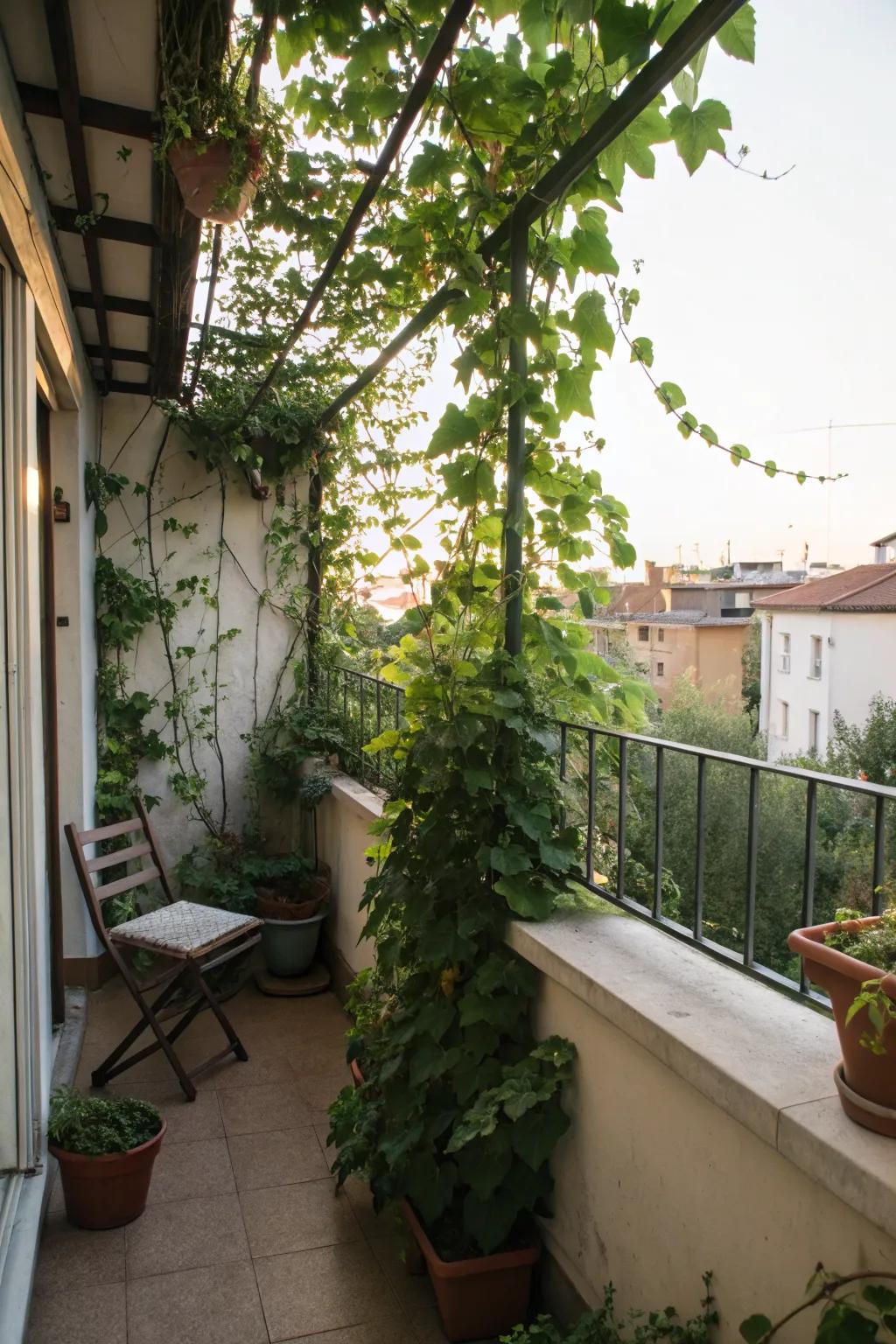 Add lush greenery with a trellis for climbing plants.