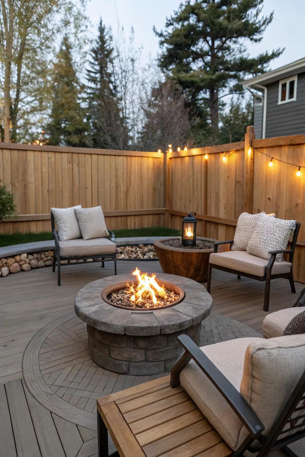Fire pits add warmth and ambiance to small decks.