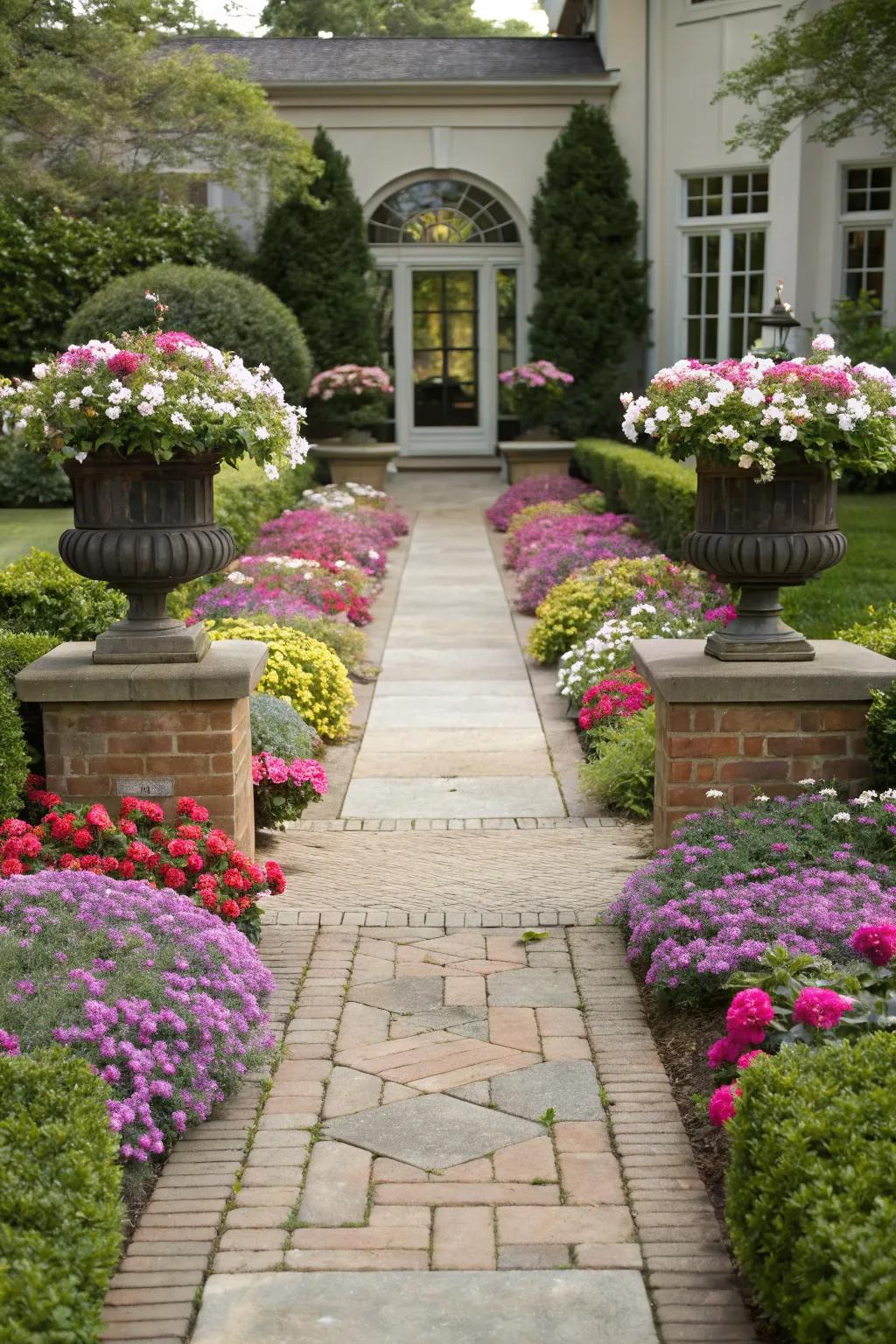 Symmetrical plantings provide a classic look.