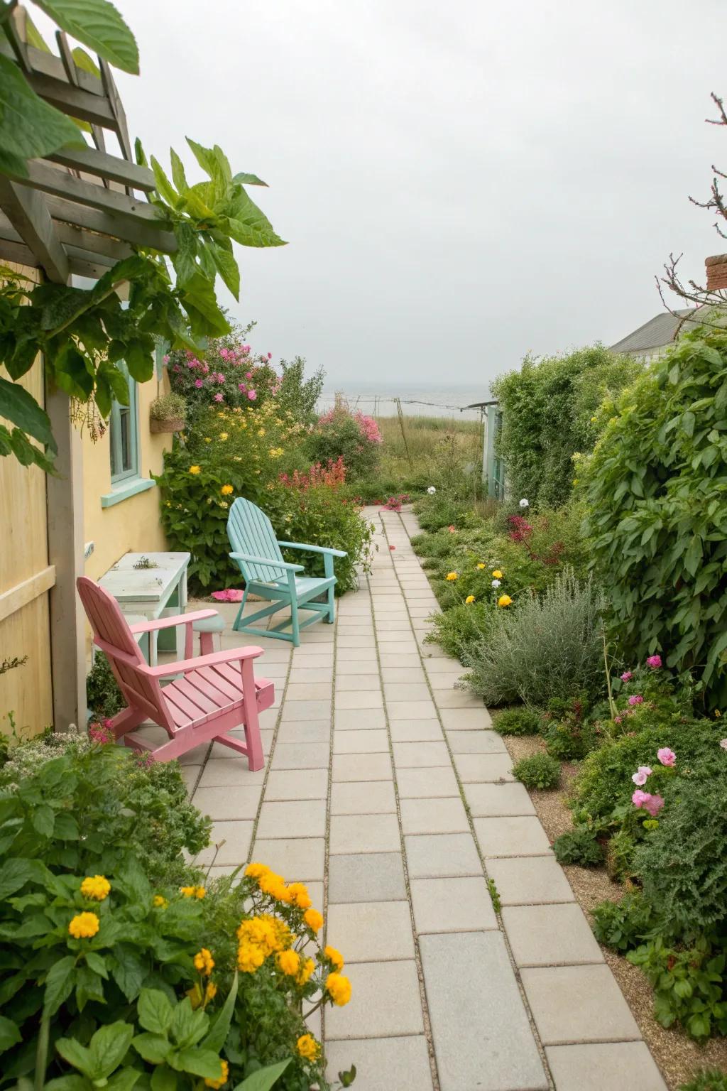 Brighten your garden with light-colored materials.