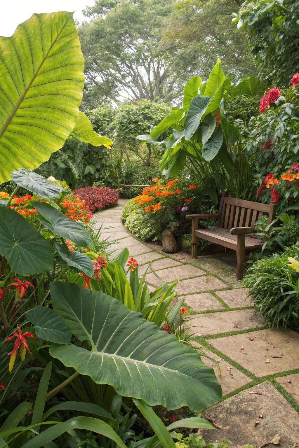 A vibrant tropical escape nook for festive relaxation.