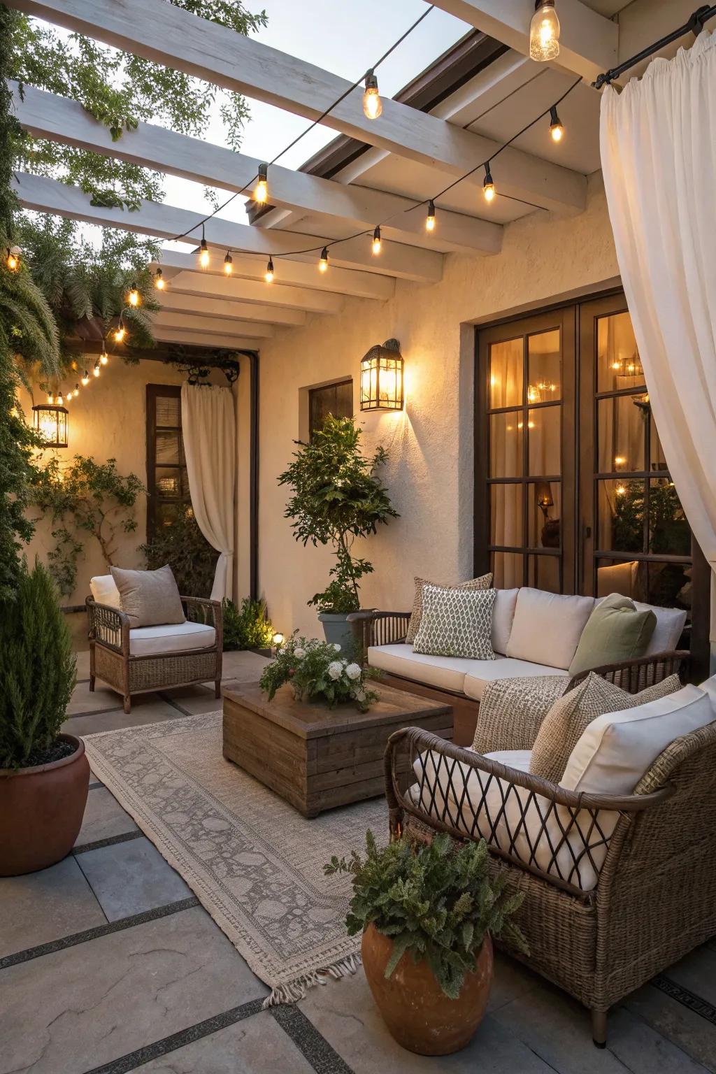 Blend indoor and outdoor styles for a cohesive look.