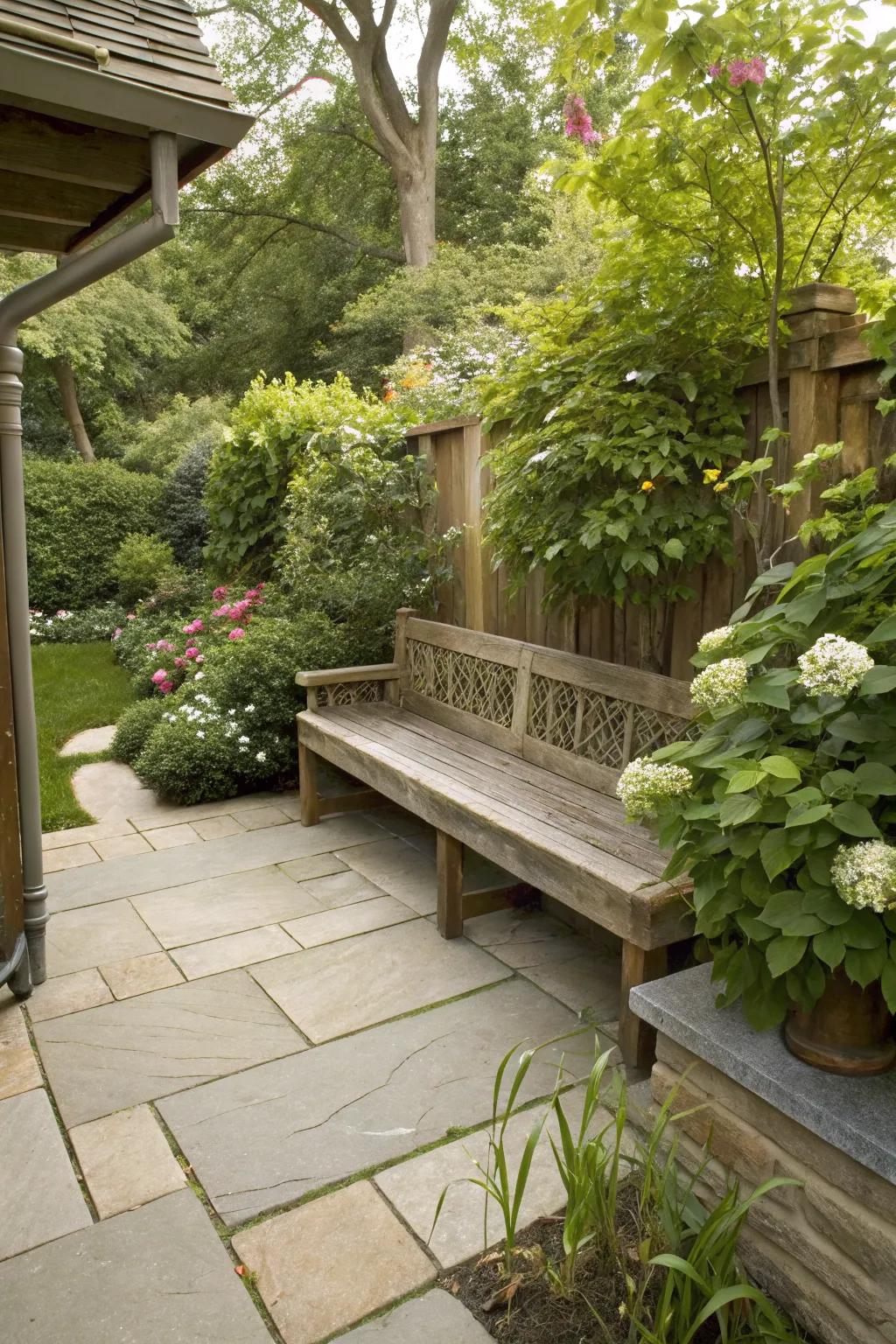 Built-in benches save space and add seating.