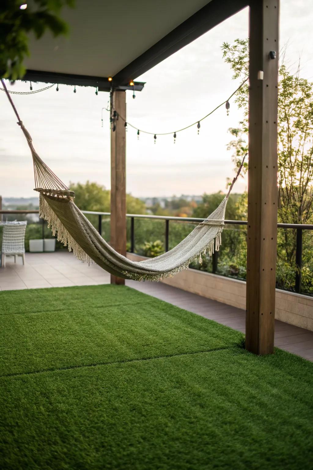 A hammock creates a relaxing retreat on your patio.
