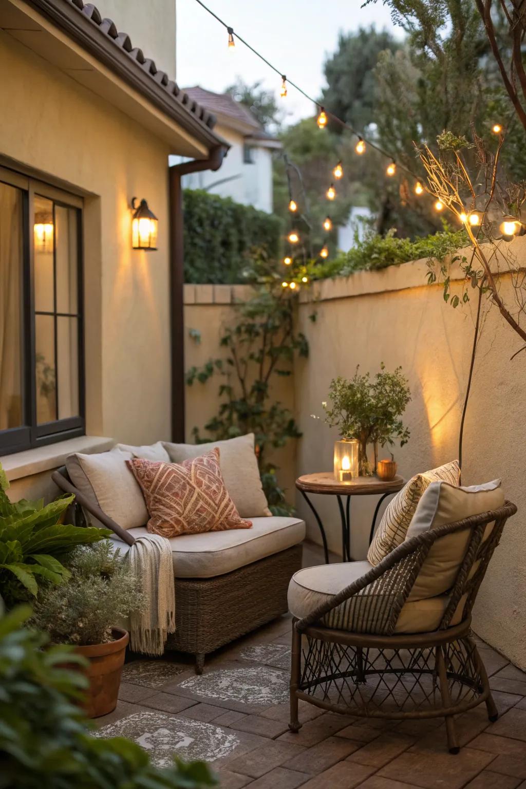 Smart furniture arrangement can enhance patio privacy.