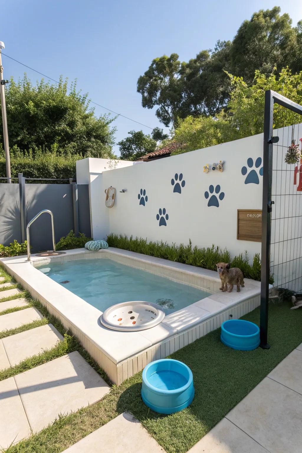 Pet-friendly pool design ensures fun for your furry companions.