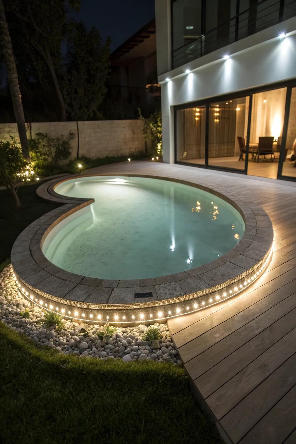LED strip lighting enhances safety and style.