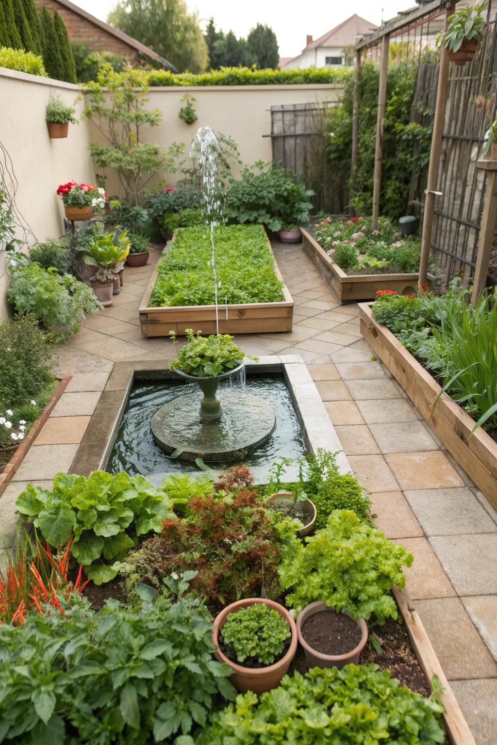 Water features add serenity and attract beneficial wildlife.