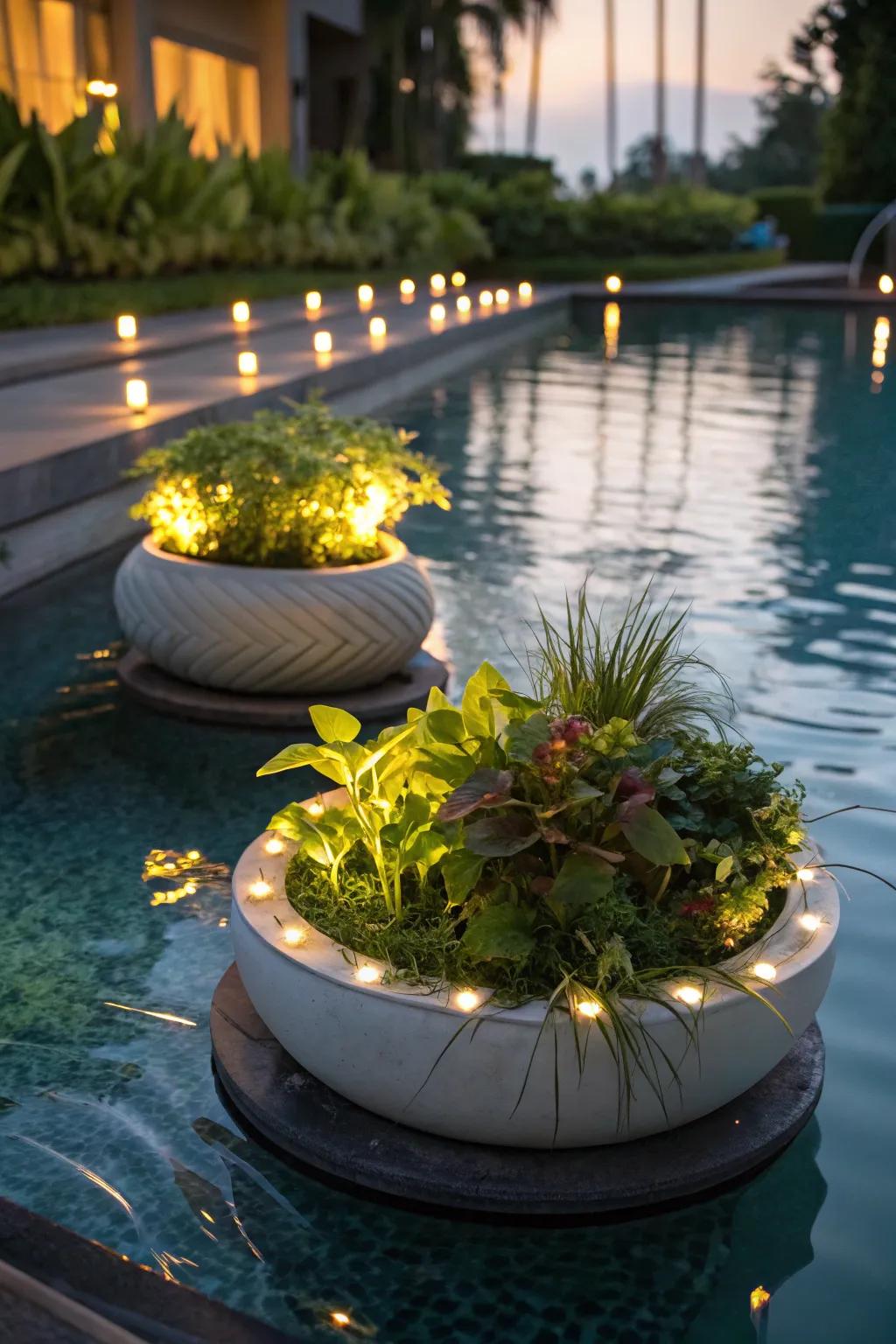 Solar floating gardens add light and greenery