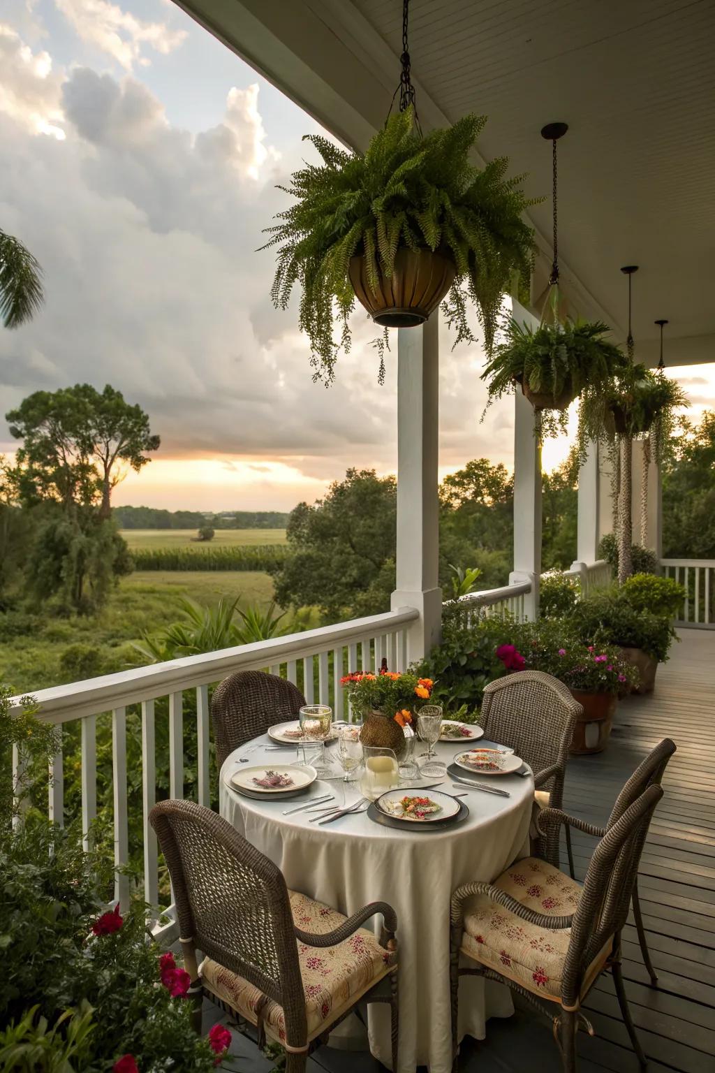 An outdoor dining area makes the porch perfect for entertaining.