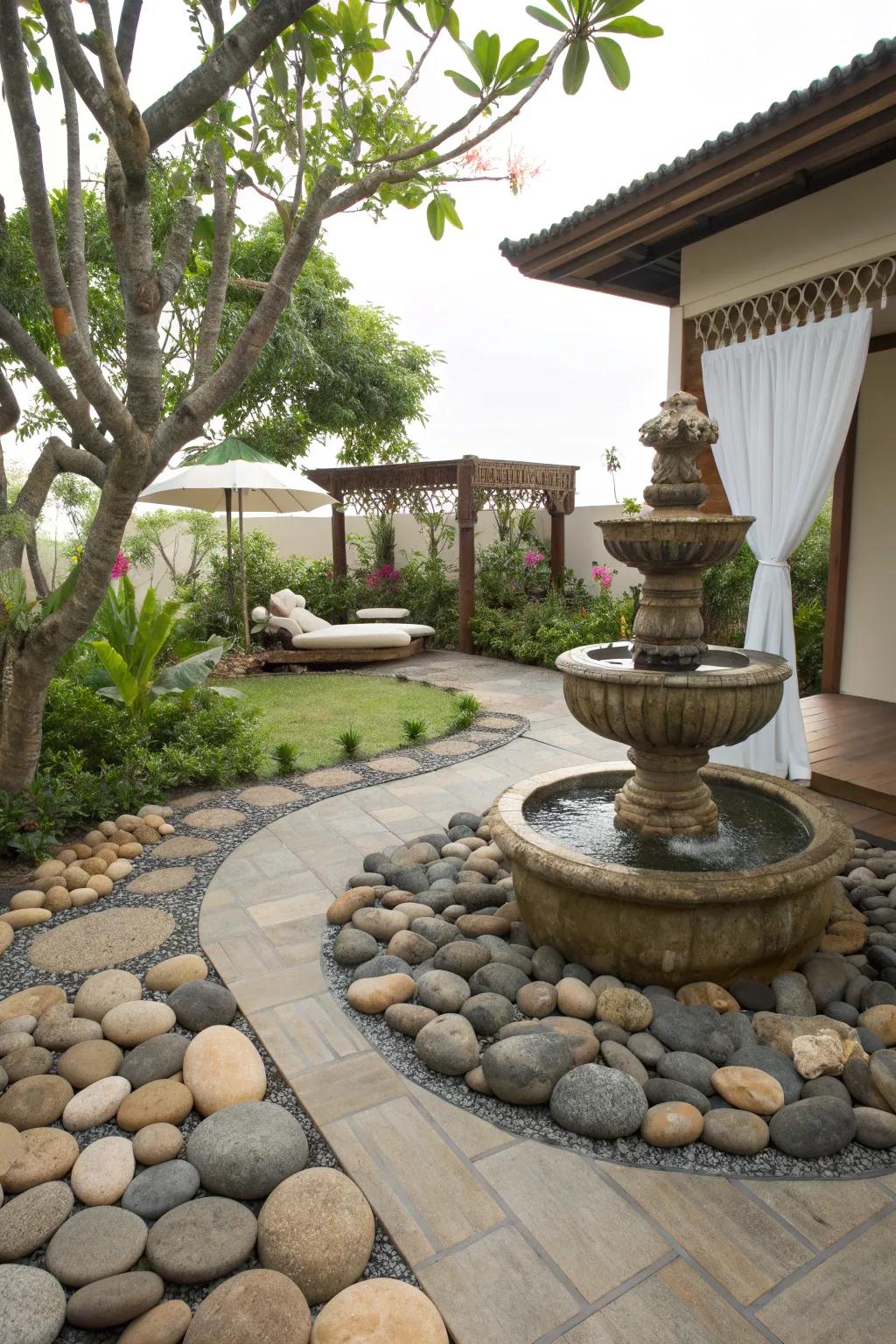 Decorative stones add texture and complement various designs.