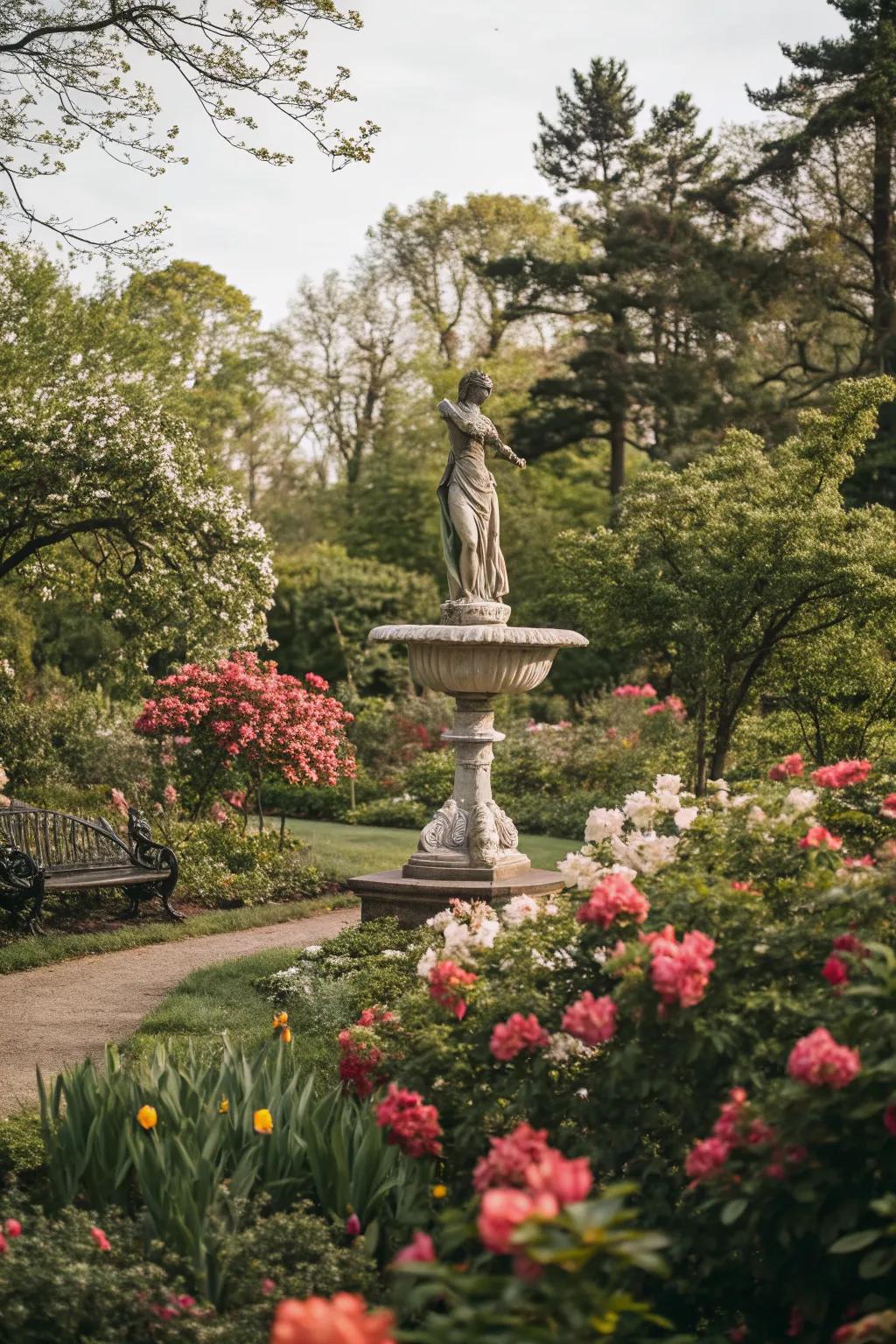 A sculptural art piece adds personality and draws the eye in the garden.