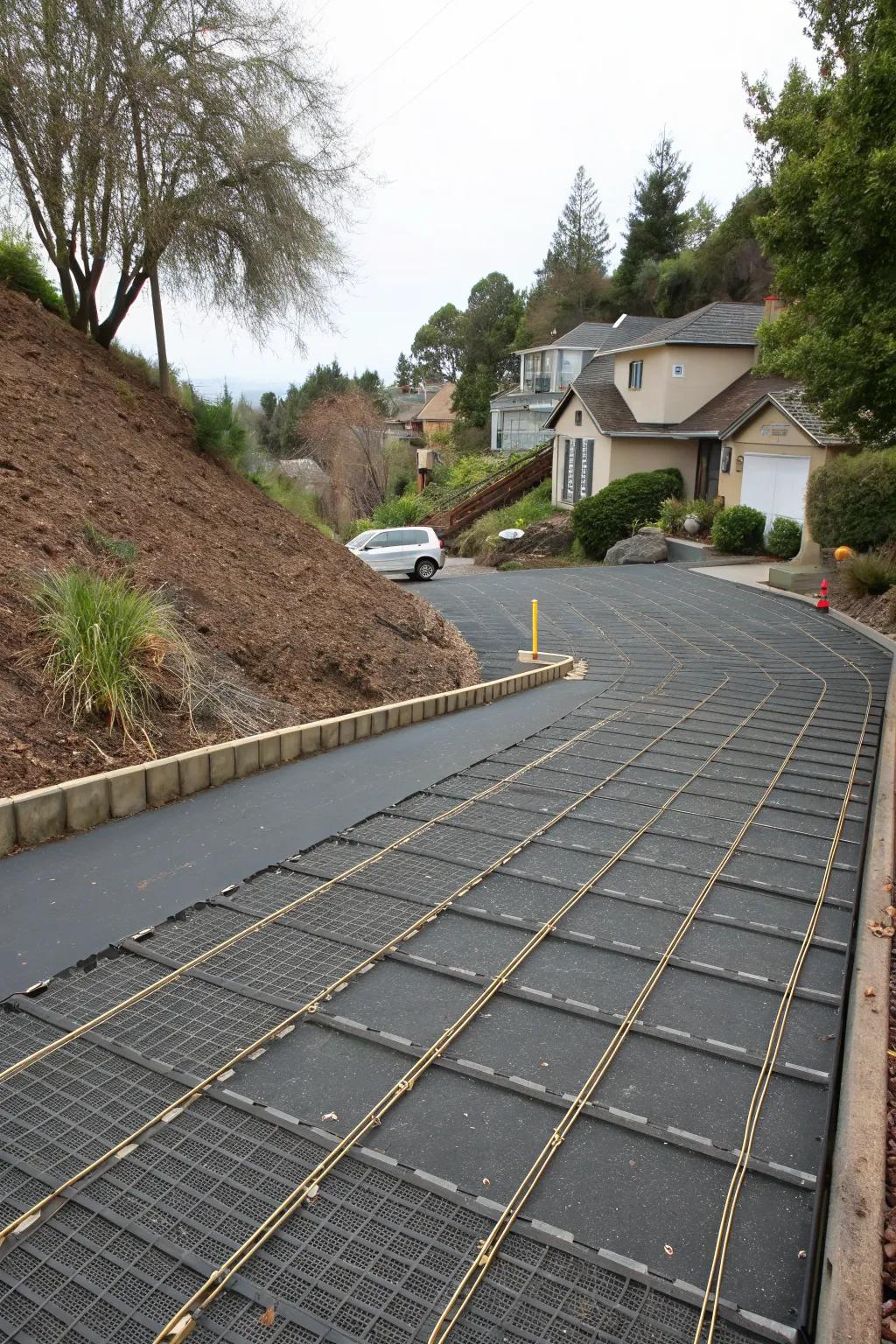 Grid systems ensure stability and control on steep slopes.