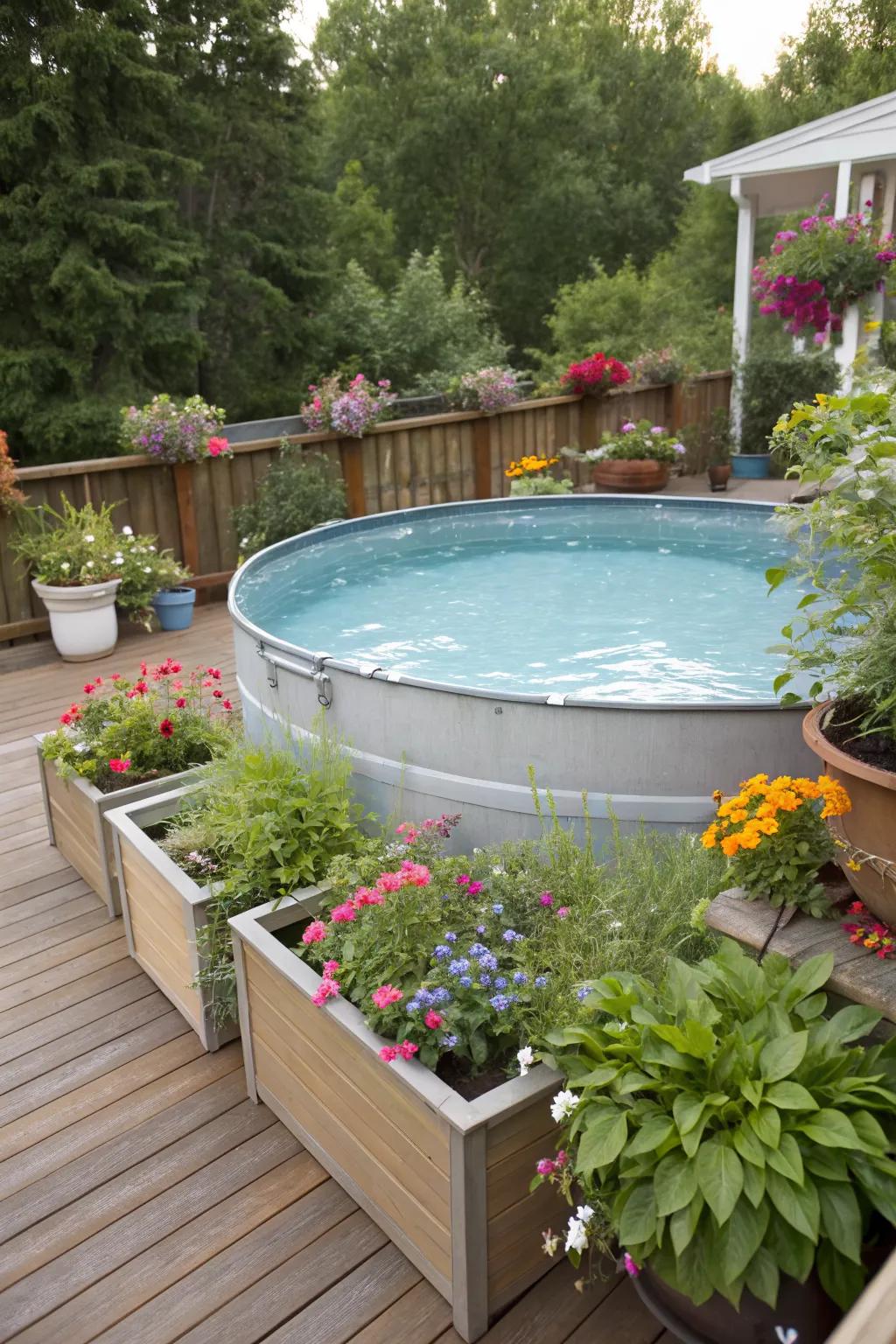 Enhance your deck with surrounding planters.