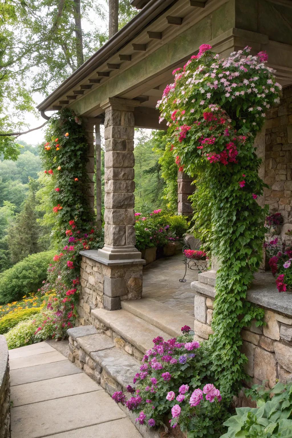 Vertical gardens add a lush, vibrant touch.