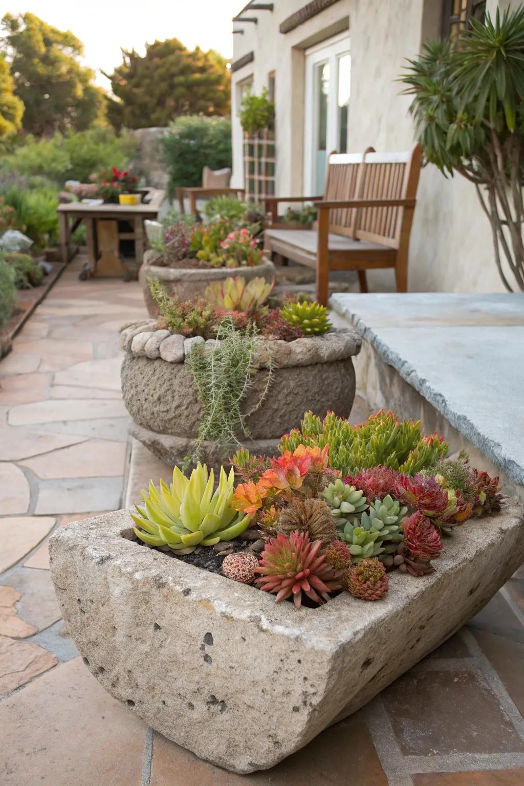 Give your plants a stylish home with stone planters.