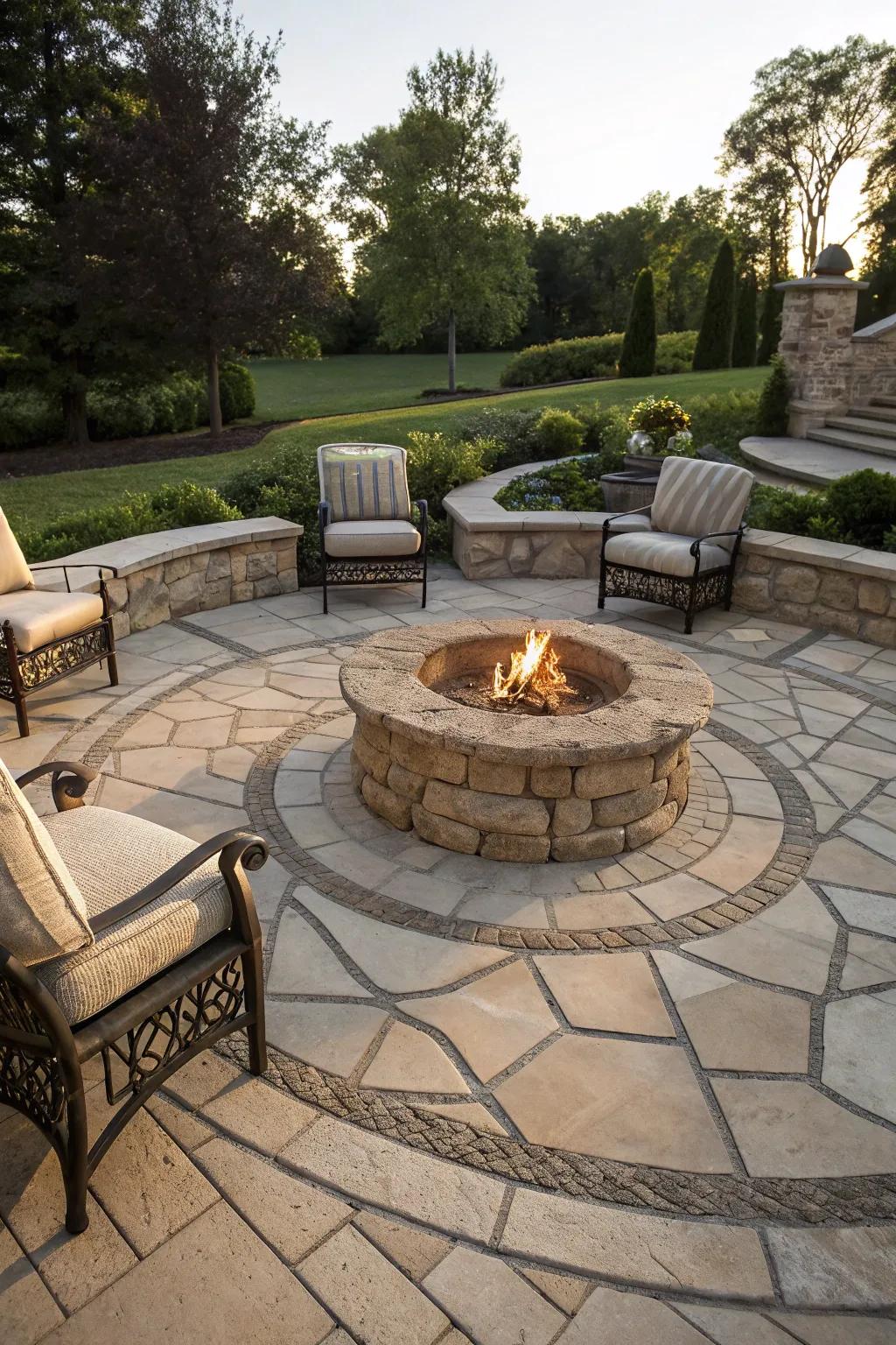 Make a statement with artistic stone patterns.