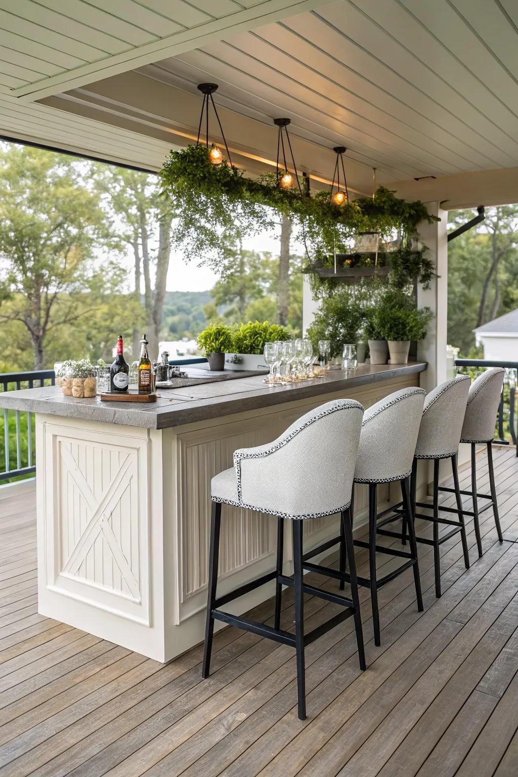 An under-deck bar creates a fun and inviting space for outdoor gatherings.