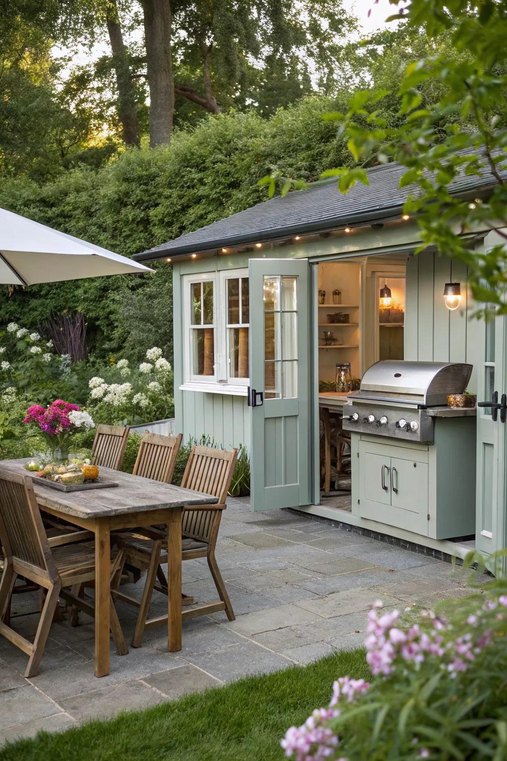An outdoor kitchen perfect for summer gatherings.
